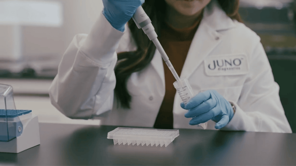 Scientist working at Juno Diagnostics CLIA-Certified lab processing a result for an early gender test.